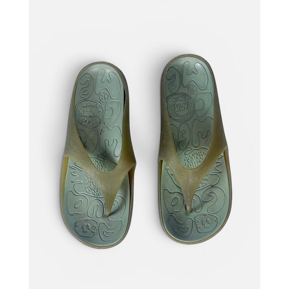 Y2K Camper Comfort Molded Rubber Olive Flip-Flops Mens Sz 9 Gorp Coastal Summer